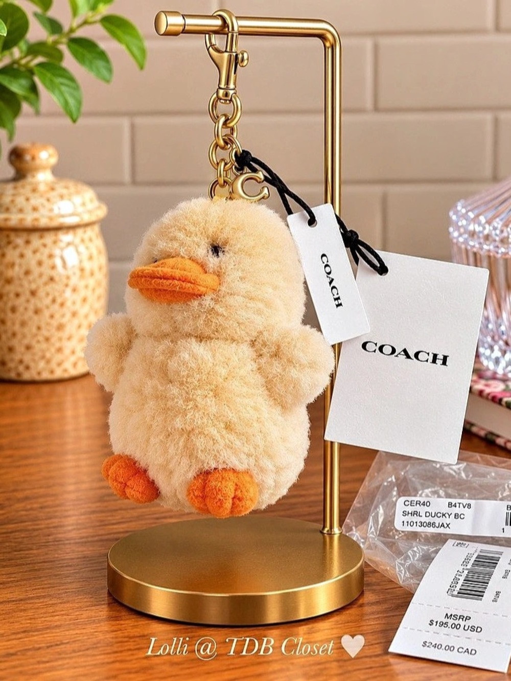 Coach Shearling Ducky Bag Charm Plush Duck Bag Charm Keychain Yellow NWT
